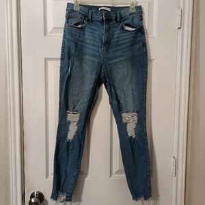 Women's Blue Distressed Jeans